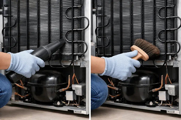 بررسی های خانگی قبل از شارژ گاز یخچال؛ تمیز کردن کندانسور