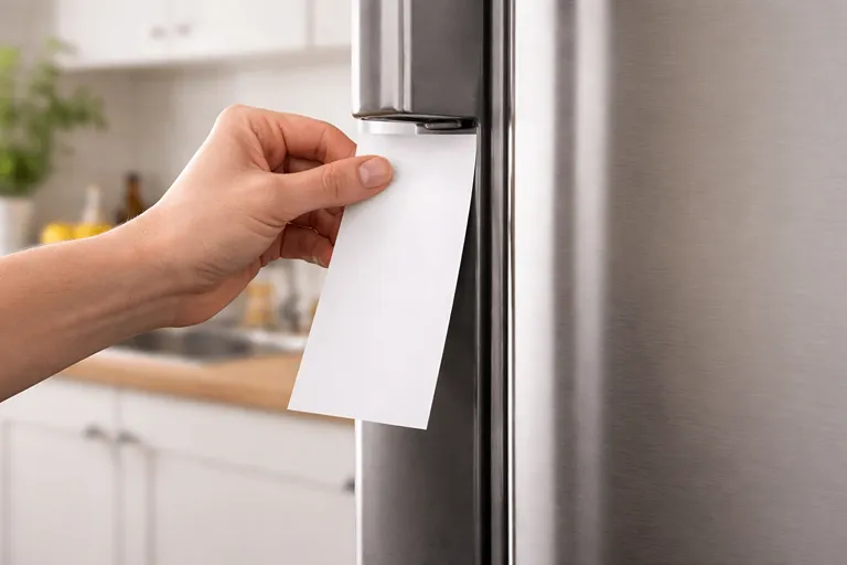 تست کاغذ برای بررسی لاستیک دور درب یخچال و نوسان دما