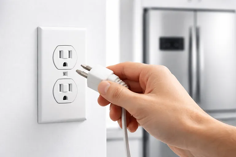 بررسی کابل برق و پریز برای کار نکردن صفحه نمایش یخچال