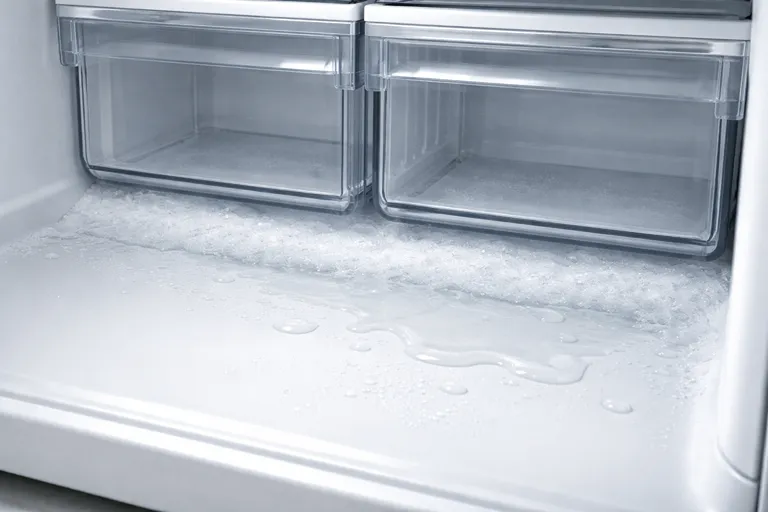 گرفتگی مسیر تخلیه آب یخچال و یخ زدگی کف