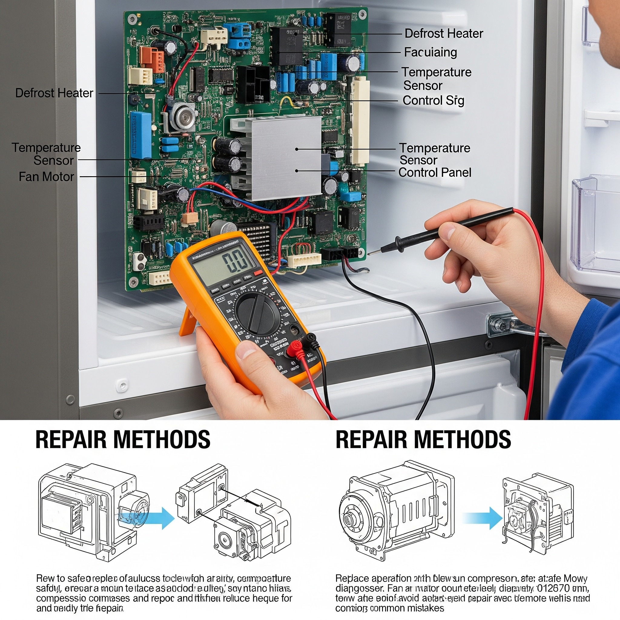 عیب یابی برد یخچال