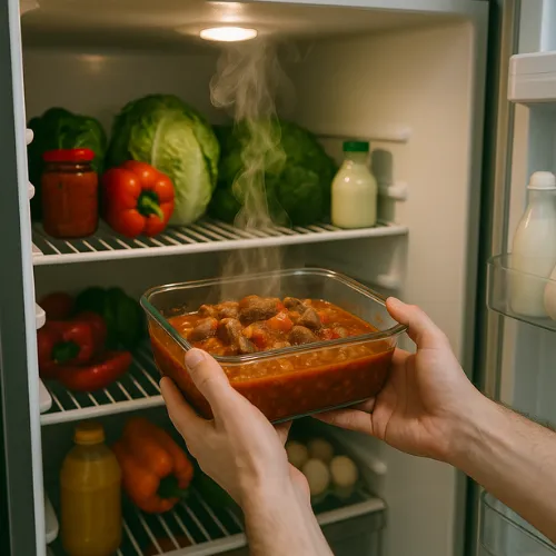 گذاشتن غذا های داغ در یخچال