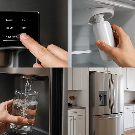 تعویض و ریست کردن فیلتر یخچال ساید