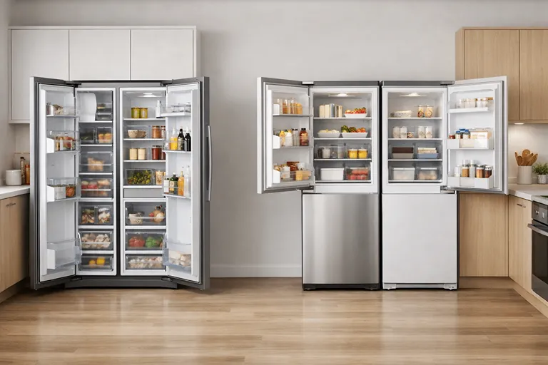مقایسه باز شدن درهای یخچال ساید بای ساید و دوقلو در فضای آشپزخانه