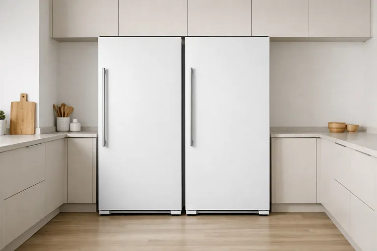 ست یخچال دوقلو شامل یخچال و فریزر جدا در آشپزخانه مدرن