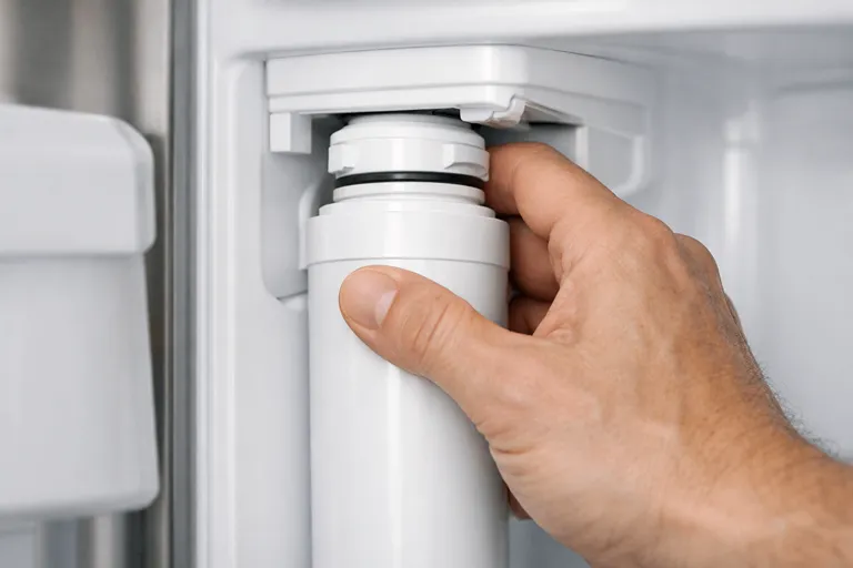 تعویض فیلتر آب یخچال مدل فشاری push-in